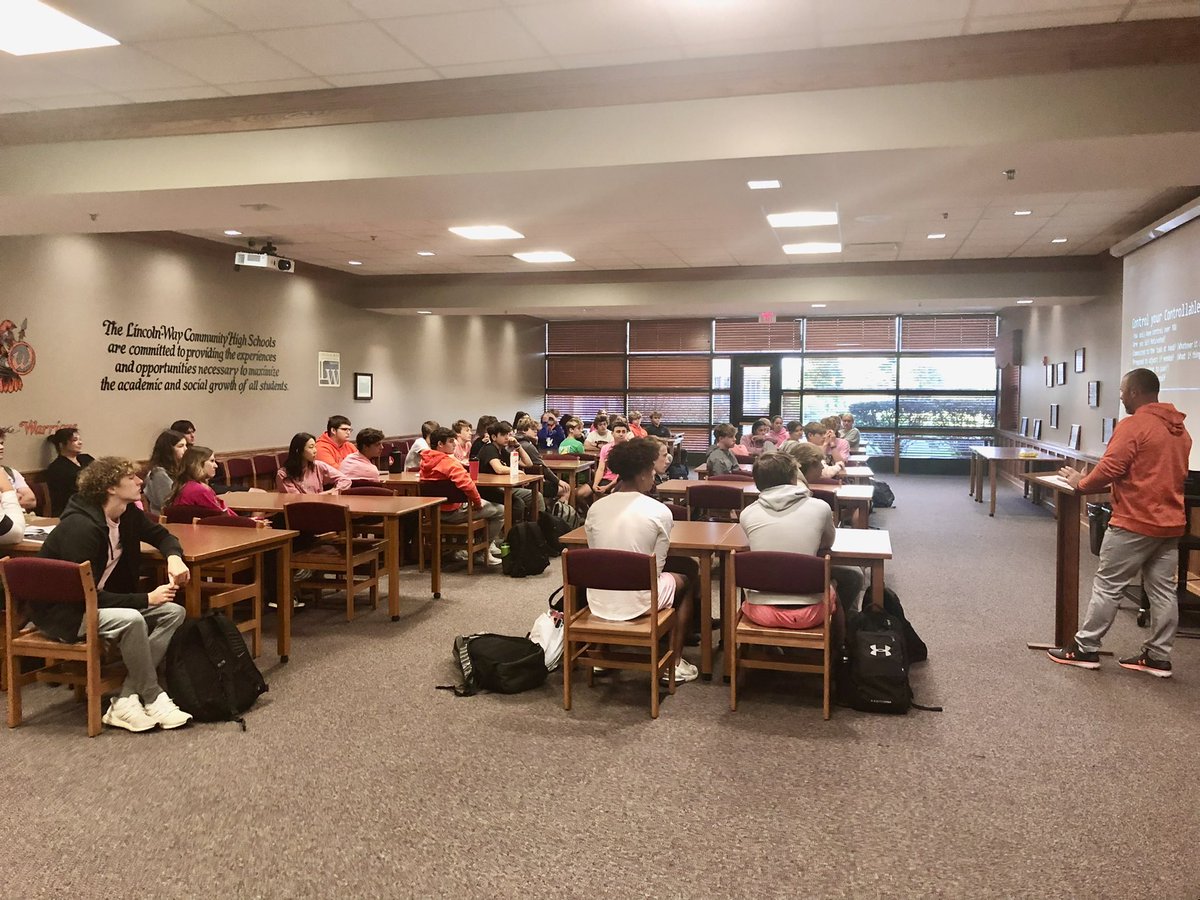 The Varsity Athletic Leadership Club had about 50 athletes who met for the first time today before school. They heard from Coach Shaub who spoke about work ethic and Coach Zajc talked about planning.
