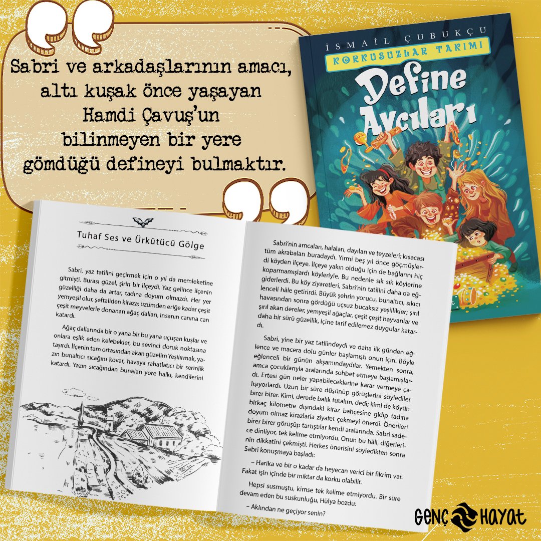 GncHyt's tweet photo. Gizemli bir anının peşini kovalayan Korkusuzlar Takımı’nın merak, heyecan ve korku dolu serüvenlerine ortak olmaya hazır mısın?

#GençHayat #DefineAvcıları #İsmailÇubukçu #KorkusularTakımı https://t.co/4A8T9W08ex