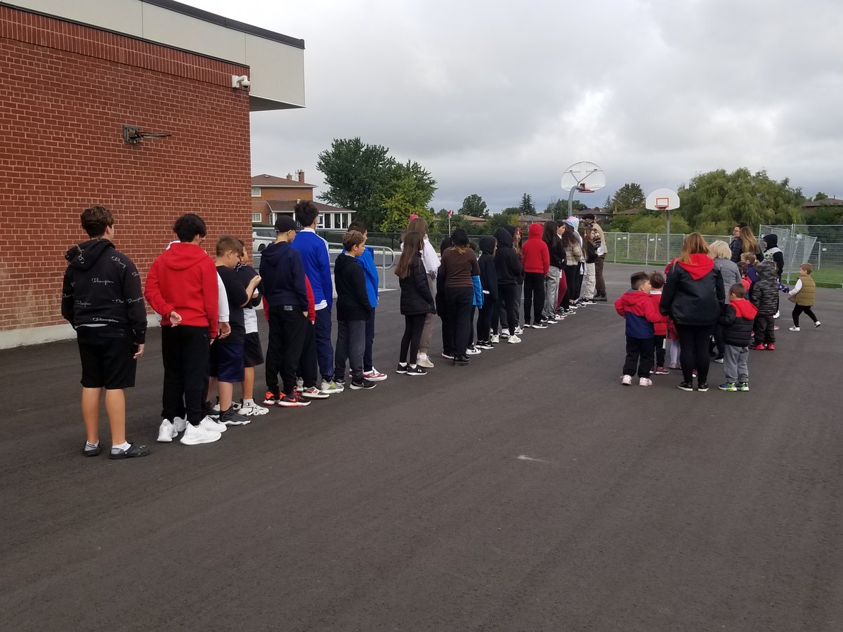 StPeter_YCDSB's tweet photo. StPeter_YCDSB Terry Fox Walk this morning. Grade 7 &amp; 8 lead FDK &amp; Primary around the school, then lead Juniors along our route. Proud of SPR Nation! https://t.co/3Byc7yEo0E
