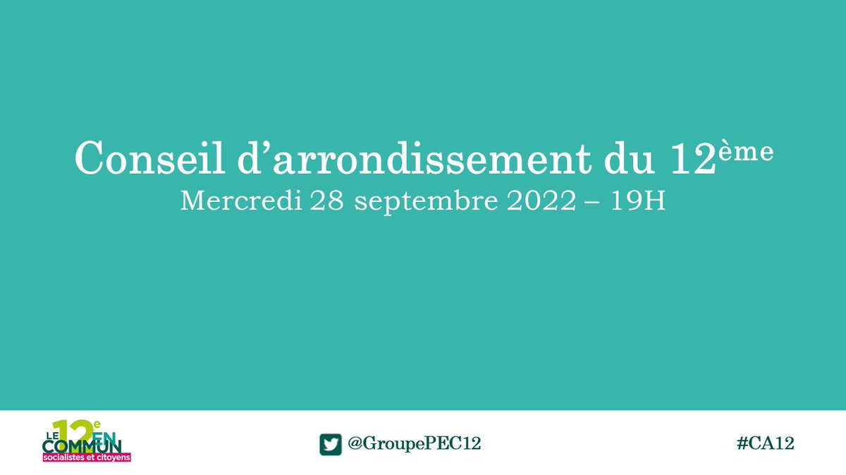 groupePEC12's tweet photo. Le #CA12 se tiendra ce soir à 19h!
📍Mairie de #Paris12

📝@groupePEC12 proposera:
👉un vœu  relatif à la pénurie d'enseignants et d'AESH à Paris à la rentrée 2022
👉un vœu relatif à l'augmentation du chèque énergie et à l'arrêt des coupures d'électricité https://t.co/6JwZlkrFlG