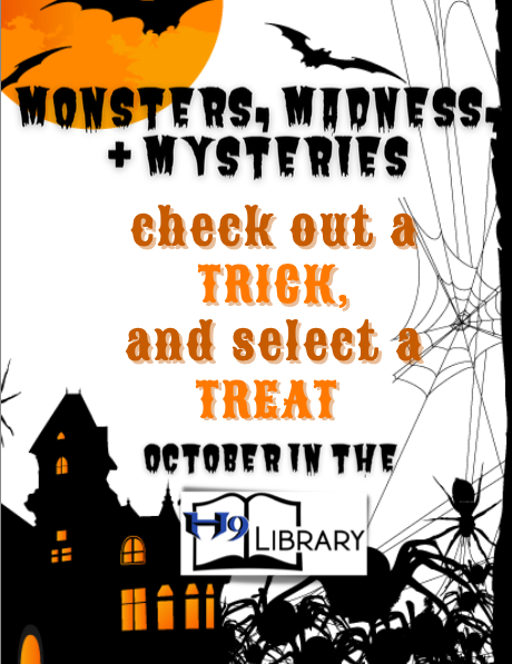 Hebron 9 Library (@h9library) on Twitter photo October is coming, & the H9 Library is about to get Haunted! Are you ready for Monsters, Madness, & Mysteries? Starting Monday, you can find it all right here!!! π»ππ½πΏπΉβ οΈπ€π <a href="/hebron9th/">Hebron 9th Campus</a> <a href="/whiteleyreads/">Shannon Whiteley</a> #LISDLib October is coming, & the H9 Library is about to get Haunted! Are you ready for Monsters, Madness, & Mysteries? Starting Monday, you can find it all right here!!! π»ππ½πΏπΉβ οΈπ€π <a href="/hebron9th/">Hebron 9th Campus</a> <a href="/whiteleyreads/">Shannon Whiteley</a> #LISDLib