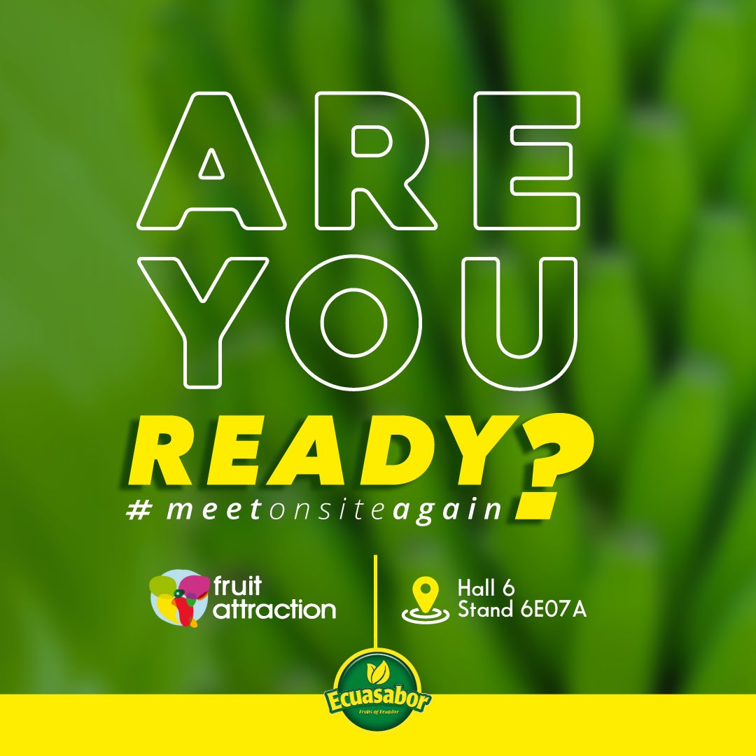 ecuasabor's tweet photo. Are you ready ? 👀 See you in #madrid @feriafruitattraction 😄 

Visit us: 
Hall 6 
Stand 6E07A 📍

#fruitattraction2021 #madrid #fruitattraction #ifema #ifemamadrid #fruit #fruittrade https://t.co/Ps6VDkHioB