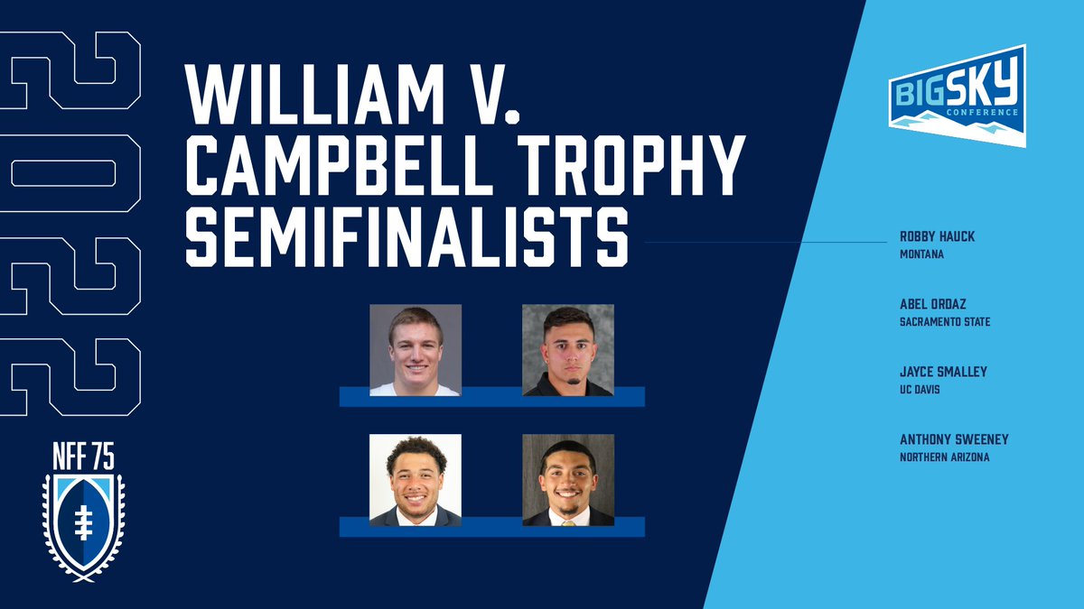 Congrats to the 2022 #CampbellTrophy Semifinalists from <a href="/BigSkyFB/">Big Sky Football</a>! 

These four outstanding men are among 156 semifinalists for college football’s premier scholar-athlete award

🔗See the full list: footballfoundation.org/news/2022/9/28…