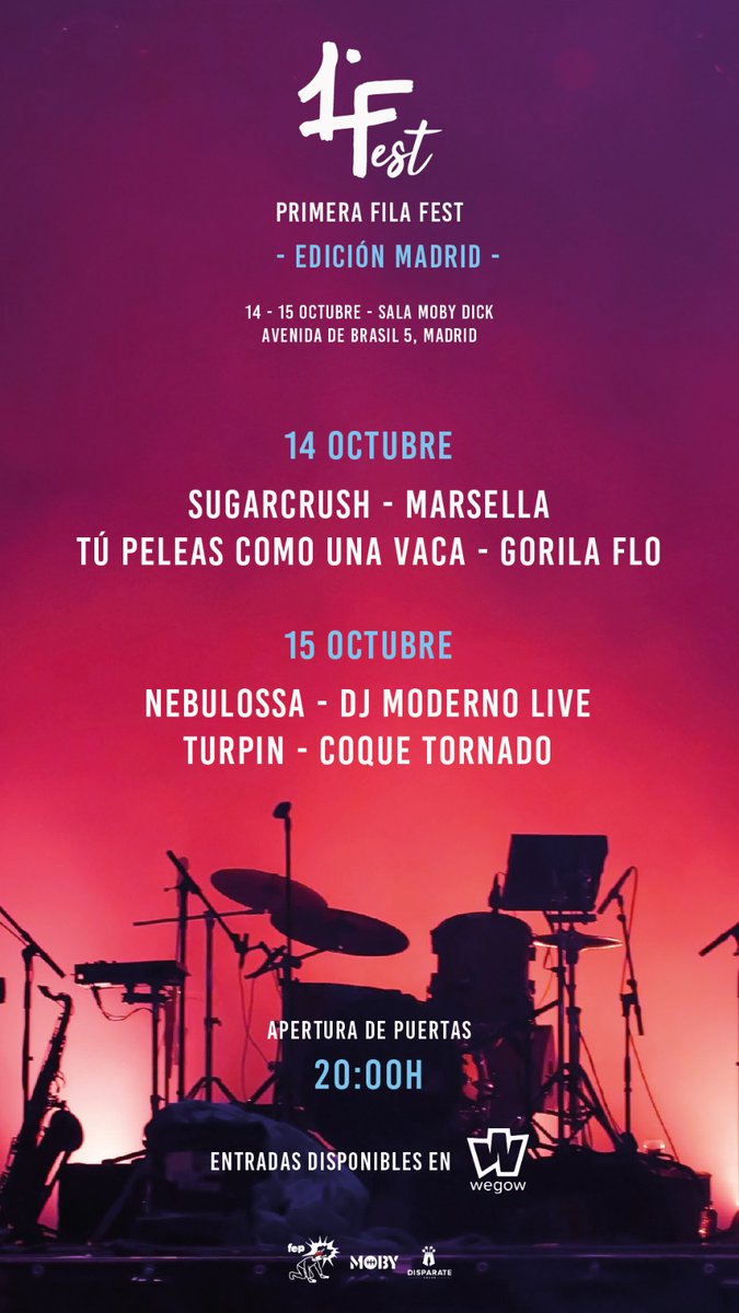 El <a href="/FestFila/">Primera Fila Fest</a>, un festival itinerante autogestionado, llega a Madriz con grupos del BERDADERO HINDI como <a href="/sugarcrushmusic/">SUGARCRUSH 👨🏻🧔🏻‍♂️👦🏻</a> <a href="/SuenaMarsella/">M A R S E L L A 💜</a> <a href="/tupeleas/">Tu peleas como una vaca 🐮</a> <a href="/GorilaFlo/">GORILA FLO</a> <a href="/CoqueTornado/">COQUE TORNΛDO ♪</a> <a href="/Nebulossa_of/">🦊Nebulossa</a> <a href="/DjModerno/">DjModerno 🫵</a> 
Compra tu entrada y apoya a las bandas noveles, cuida de la cantera