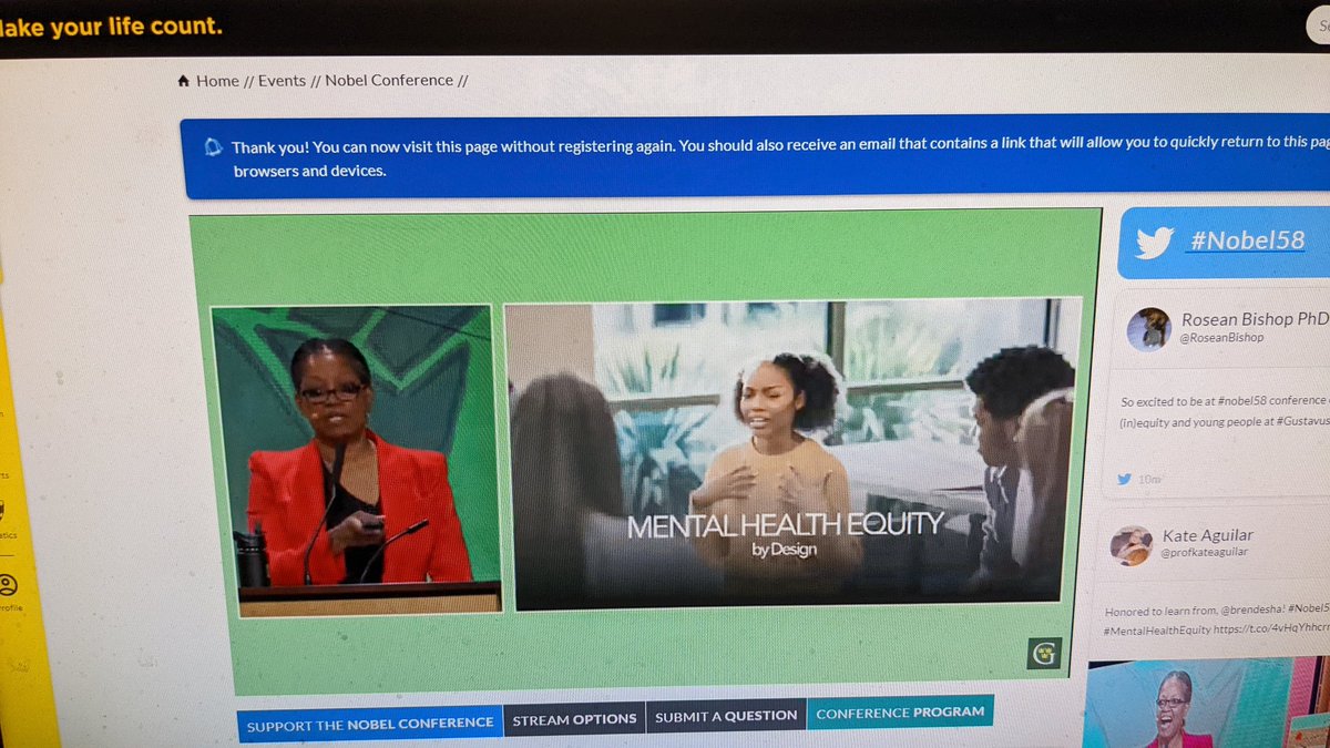 Participating in Nobel from home! Learning from Dr. Brendesha Tynes. #Nobel58