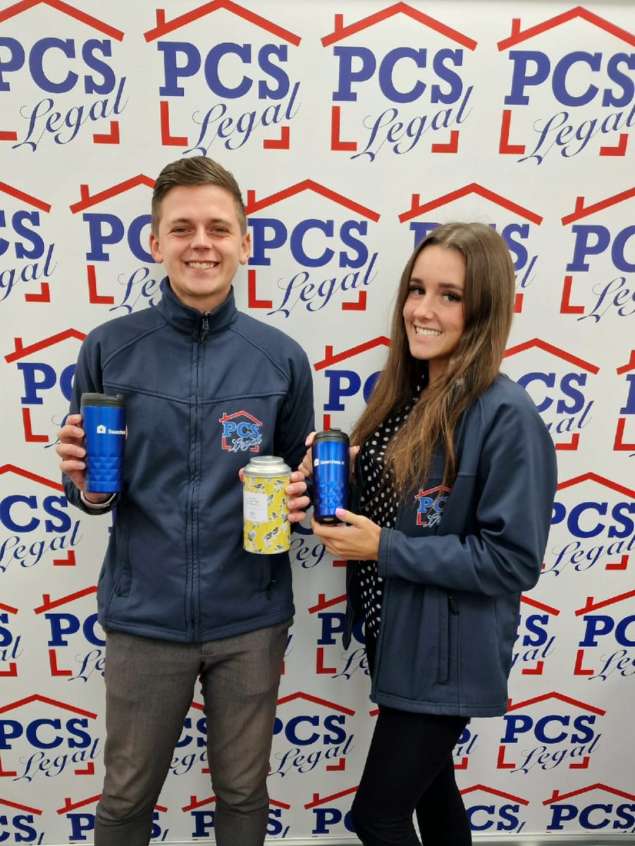 PCSLEGAL's tweet photo. Alfie and Honey in our New Business team love the hamper @SearchesUK sent the team as part of raising money for the #Macmillancoffeemorning. Thank you SearchesUK, we're proud to work with you! #conveyancing #PCSLegal #TeamPCS #property https://t.co/bm5aIUEuYD