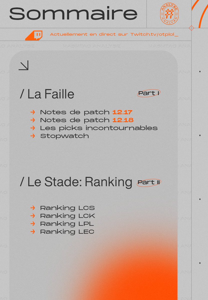 League of Legends FR on Twitter "RT OTP_LoL Voici le programme du Analyse spécial 