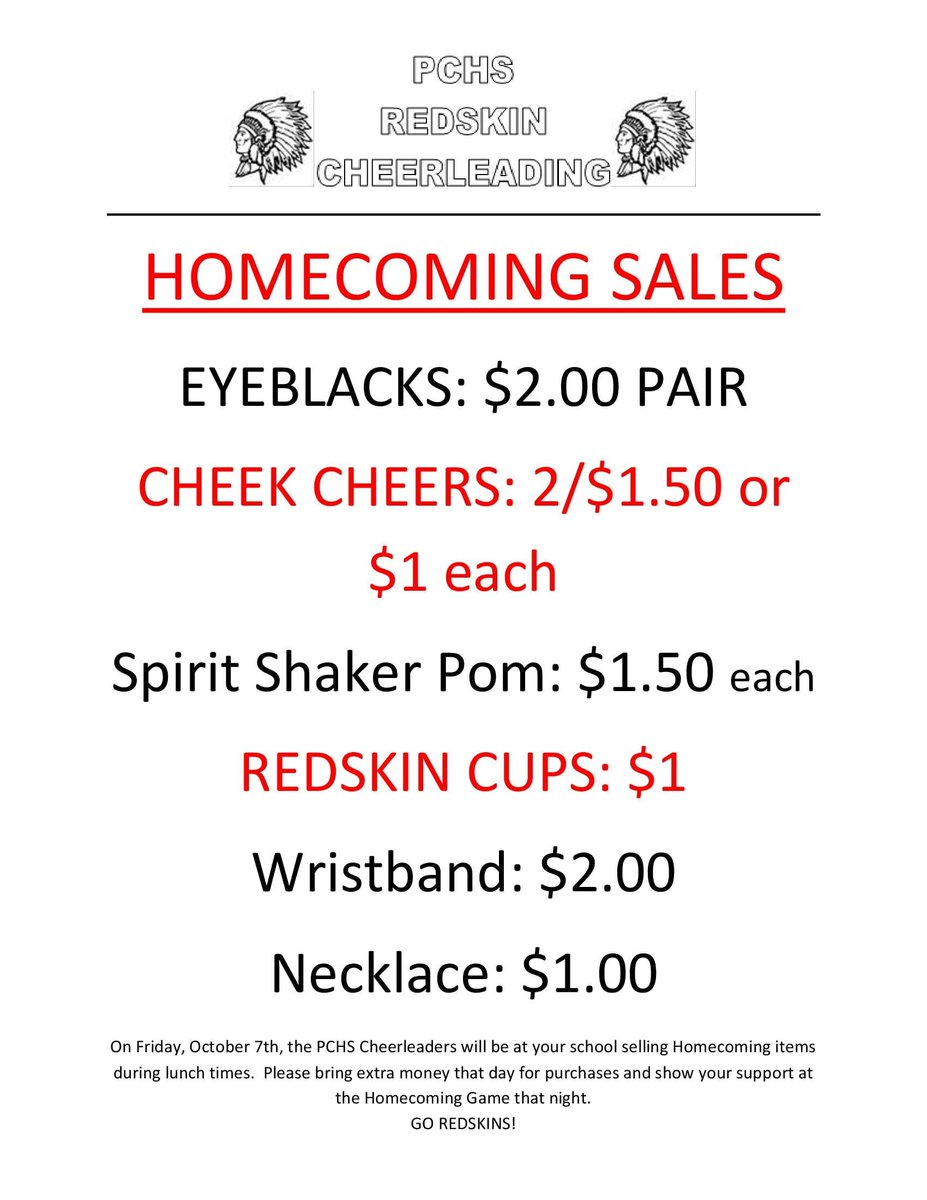 NEXT FRIDAY! October 7th! Look for the cheerleaders at your school.