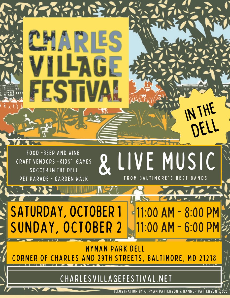 The Charles Village Festival is an annual two-day event which will feature excellent food, fine craft beers and wine, local and national craft vendors, live music from Baltimore's best bands, kids' games, and more! Hope to see you there! Charlesvillagefestival.net #neighborhoodfun