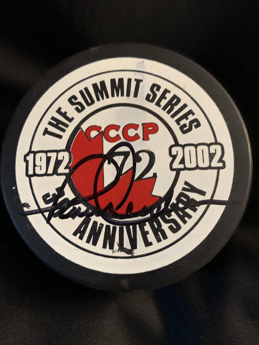 DwayneInDaShed's tweet photo. 50 years ago today #PaulHenderson scored the iconic goal for Canada at the #SummitSeries. This is a puck Paul signed for me &amp; Tammy when we met him during the 30th Anniversary year in #GrandFallsWindsor. We will never forget chatting with him. He is a true Canadian icon. https://t.co/qIyQSc0mOq