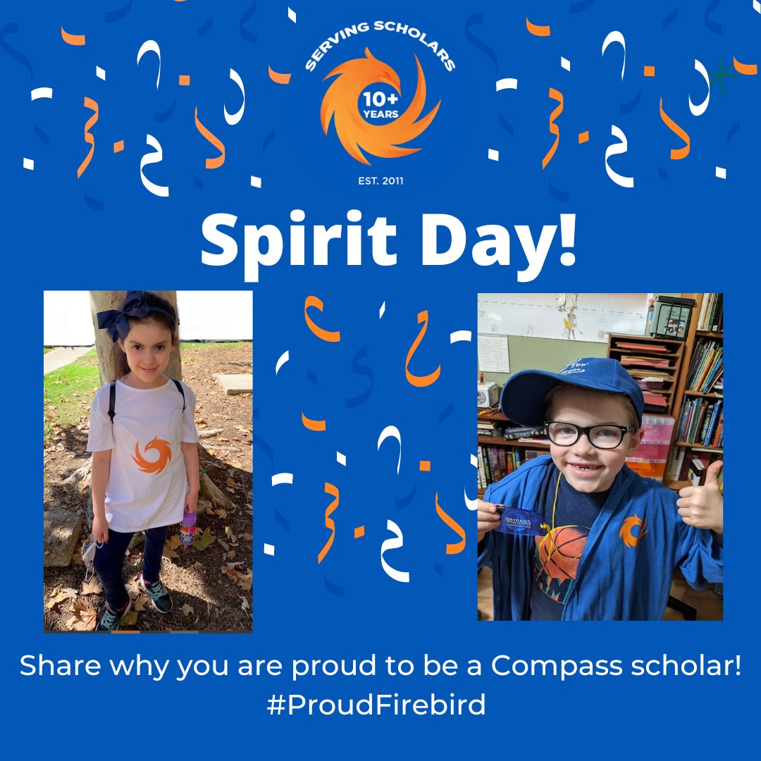 CompassCs's tweet photo. Today is #Compass #SpiritDay! Share all day long, why you are proud to attend Compass, with the hashtag #ProudFirebird!

#ChooseCompass #LoudandProud https://t.co/wOzYMhstTw