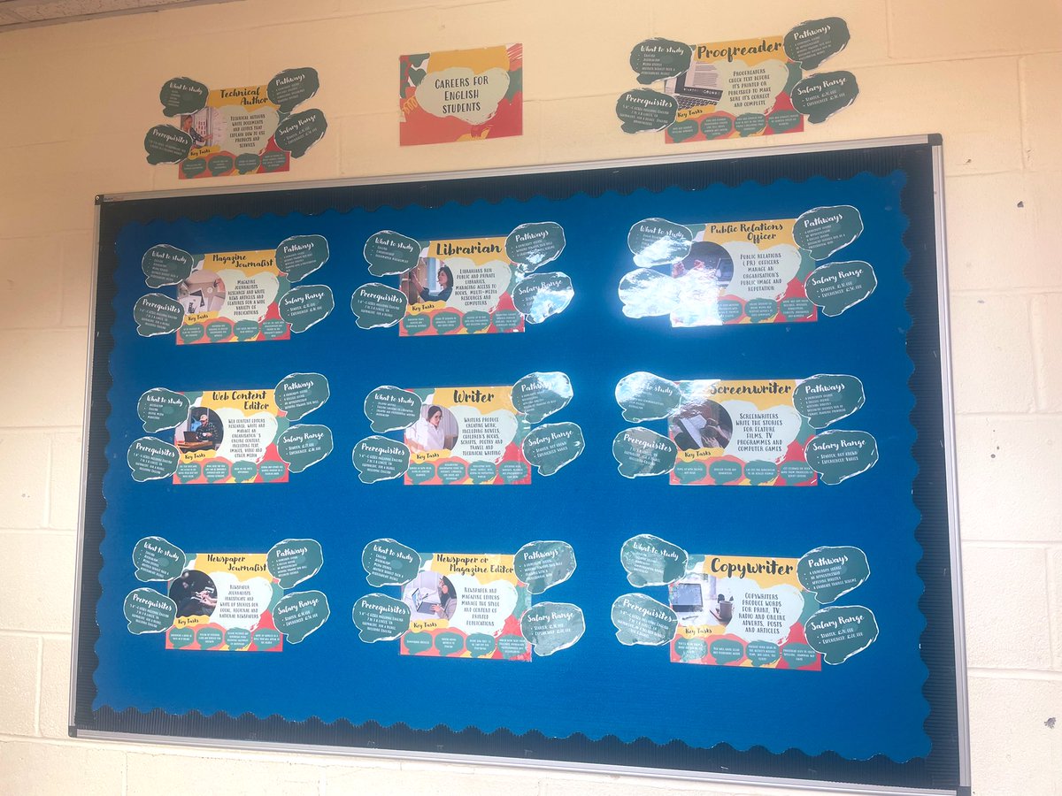 missgstephenson's tweet photo. Brand new careers display in the English corridor! Studying English can open doors to so many careers and opportunities! ❤️ https://t.co/GlHiJGpfFR
