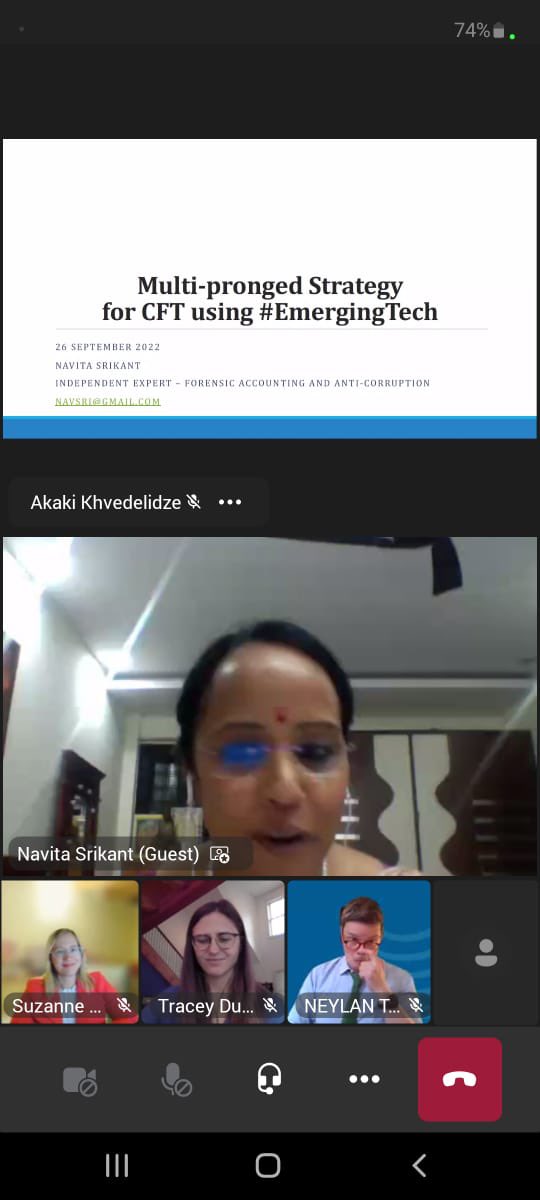 NavitaSrikant's tweet photo. Honoured for the opportunity to join global experts as we deliberated on “use of New Tech in CTF” Outcome of virtual technical sessions to inform the CTC of the #UNSC to be held in #India. 
Thank you @UN_CTED. 
#StopTerrorFinance #CTCEmergingTech #CFT #CounterTerrorism https://t.co/Lb9aqxnyue