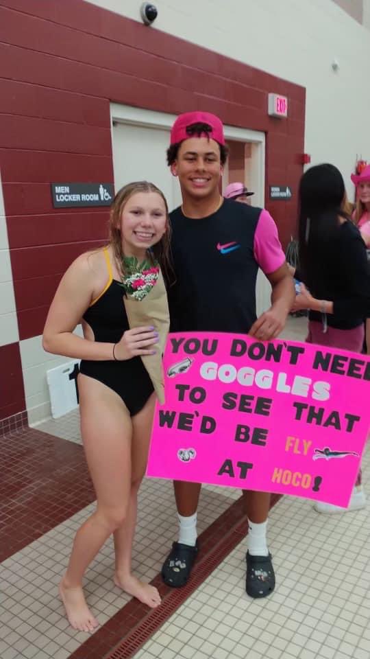 sms_rams_swim's tweet photo. Thank you for Pinking Out the Varsity Lady Rams swim meet last night. Victory over ❌uron, trips down the water slide, Coach jumps in the pool and two Hoco proposals! #BOTF #WARH 💚💛🐏💗 https://t.co/MXsWboXbCZ