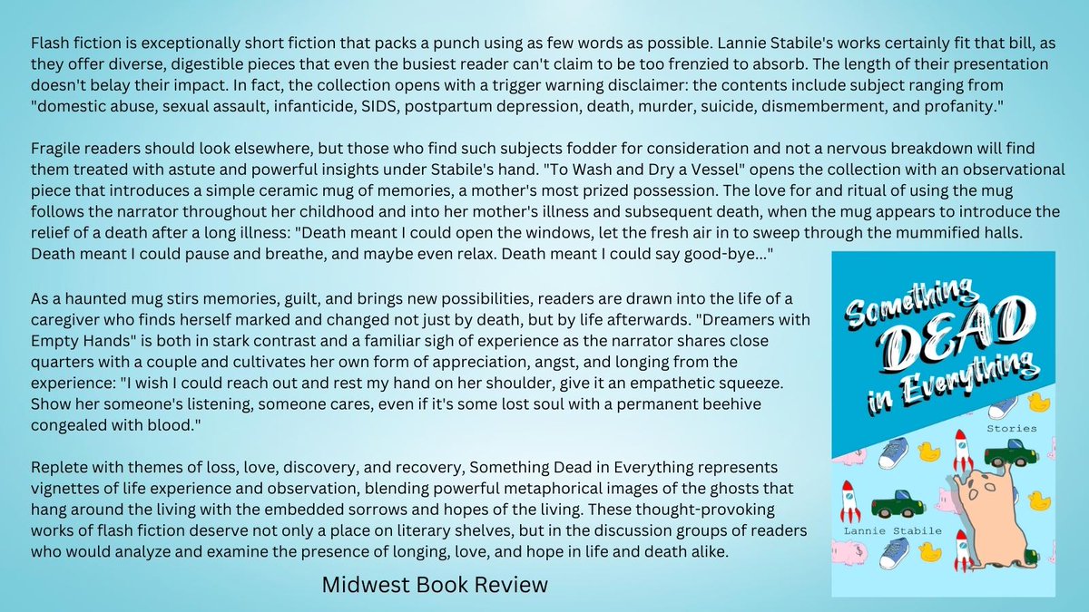 .@LannieStabile's SOMETHING DEAD IN EVERYTHING is SO powerful, no review source is able to deny it. If you haven't read it, now's the time. Purchase a copy, borrow a copy, encourage your local library or book store to carry it. It's a MUST! elj-editions.com/something-dead…