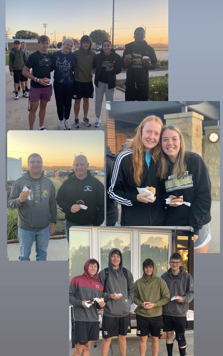 I wish I could start every morning with these people! 🙌🙏🍩 A great morning of worship and prayer for our school, community, country and world #ginwvikings <a href="/fcaeastcntrlne/">FCA East Central NE</a> <a href="/FCANebraska/">FCA Nebraska</a> #SYATP2022
