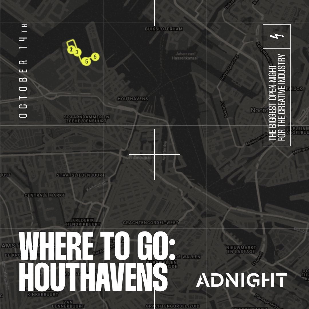 adnightams's tweet photo. Another day, another route: Houthavens! 

1. Popcorn Stories 
2. @vervetheagency 
3. @weareachtung /@DentsuCRTV 
4. @WeAreEra_NL 
5. @MeetTheMonks 
6. @HavasLemz 

Check https://t.co/7wd3t2m8YK for their program and tickets! https://t.co/onmgymqT5o