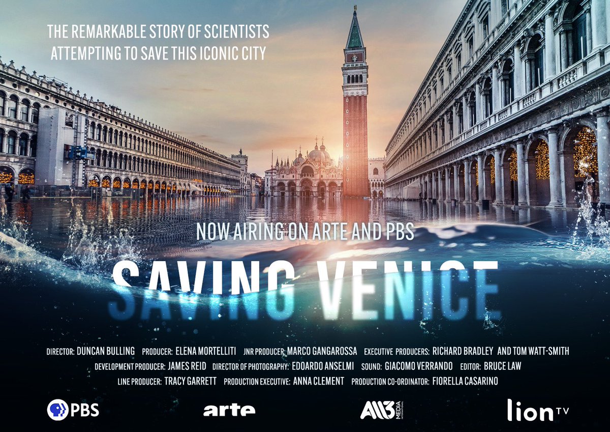Brand new documentary, Saving Venice, airing on @PBS tonight! Rising sea levels and sinking land threaten to destroy Venice. Leading scientists and engineers race against the clock to try to save this historic city for future generations. This is Venice as never seen before…