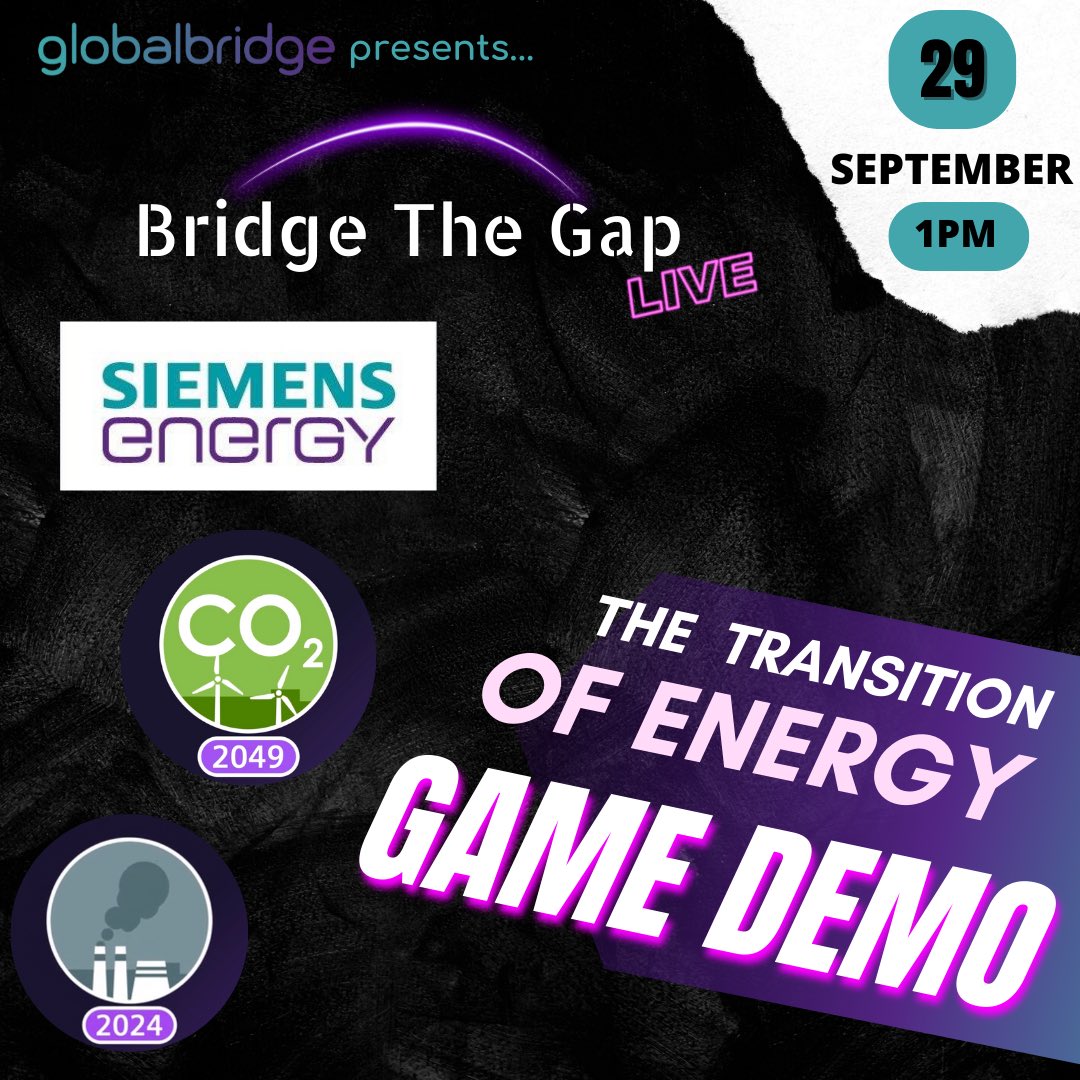 globalbridgeltd's tweet photo. Weβre LIVE with @Siemens_Energy TOMORROW
Students will experience an interactive demo of a new computer game based on energy transitions The aim of the game - To achieve carbon neutral ππ
Get your students involved!
@CareersWeek #STEM
Register FREE β¬οΈ
https://t.co/ozztNggILq https://t.co/GPumAfYKB7