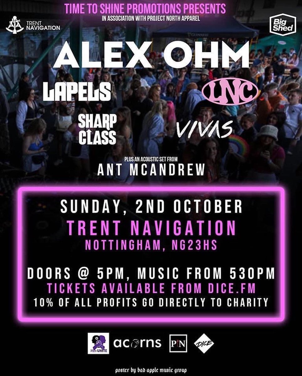 Lapels (@lapelsofficial) on Twitter photo NOTTINGHAM!
We’re playing at the <a href="/TrentNavigation/">The Big Shed</a> this Sunday
Get your tickets now this is gonna be a belter! 🔥
dice.fm/search?query=T… NOTTINGHAM!
We’re playing at the <a href="/TrentNavigation/">The Big Shed</a> this Sunday
Get your tickets now this is gonna be a belter! 🔥
dice.fm/search?query=T…