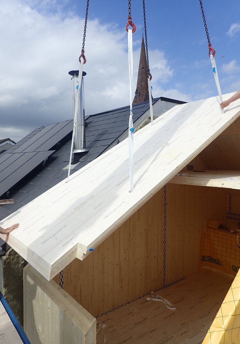 This is Teach Spruis house in South Dublin by @edenarchitects - a 4 storey 3 bed terrace house  formed of CLT designed, supplied + installed by G-frame Structures. CLT overcame urban site constraints including single lane access + limited space for lifting equipment. <a href="/storaenso/">Stora Enso</a>