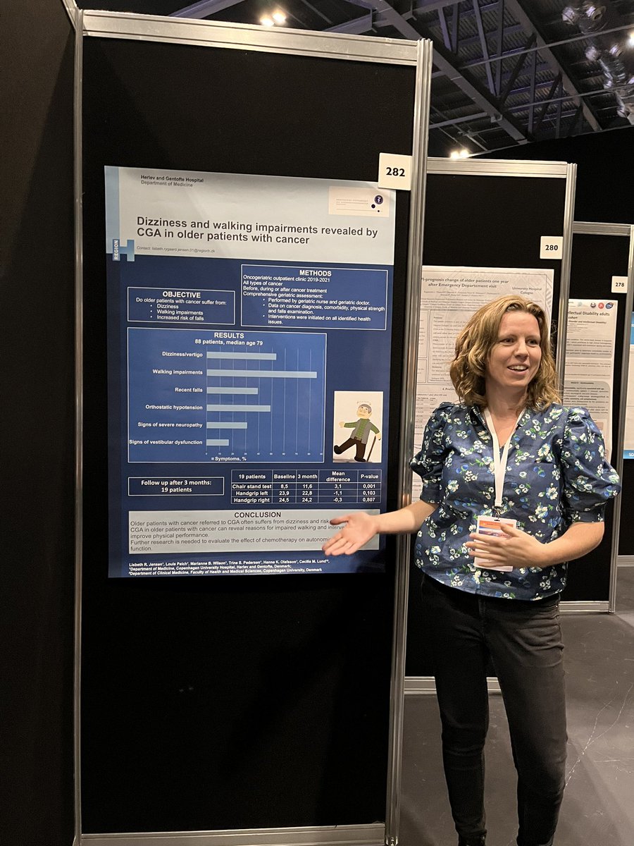 Posterwalk #eugms2022 #GeriSoc #Gerionc Lisbeth R. Jensen demonstrating the high occurrence of walking impairment after chemotherapy among older patients. Calls for attention!