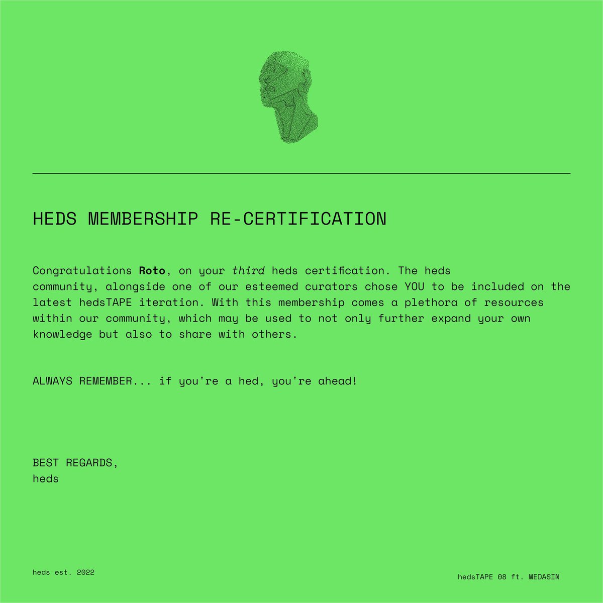 Thank you @hedsDAO and <a href="/MedasinMusic/">medasin</a> Heds Tape 08 is gonna be 🤌🏻