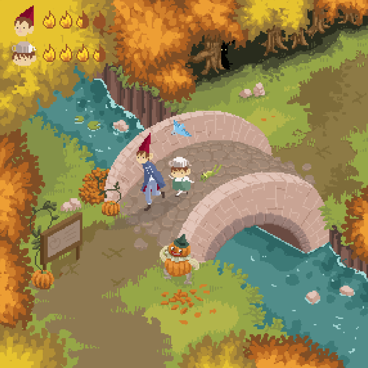over the garden wall, but as a game!

#pixelart #ドット絵 #pixelartist
