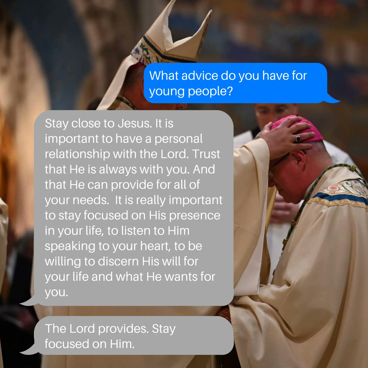 CLEyouthmin's tweet photo. We sat down for a little post-ordination interview with Bishop Michael Woost.  Scroll through to learn more about being a Bishop and hear his advice for young people! https://t.co/tR2nc8wxZq
