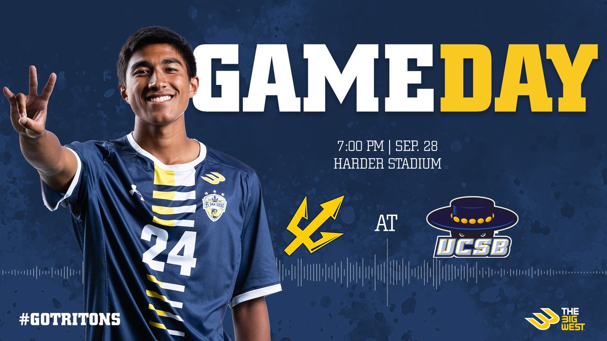 𝐁𝐢𝐠 𝐖𝐞𝐬𝐭 play begins tonight in Santa Barbara where your Tritons will take on the Gauchos! 👏 

🔱 🆚 🤠 
⚽ 𝟕 𝐏𝐌
🖥️ es.pn/3LNJSy9
📊 bit.ly/3UJPoWx

#VamosTritones | #GoTritons 🔱