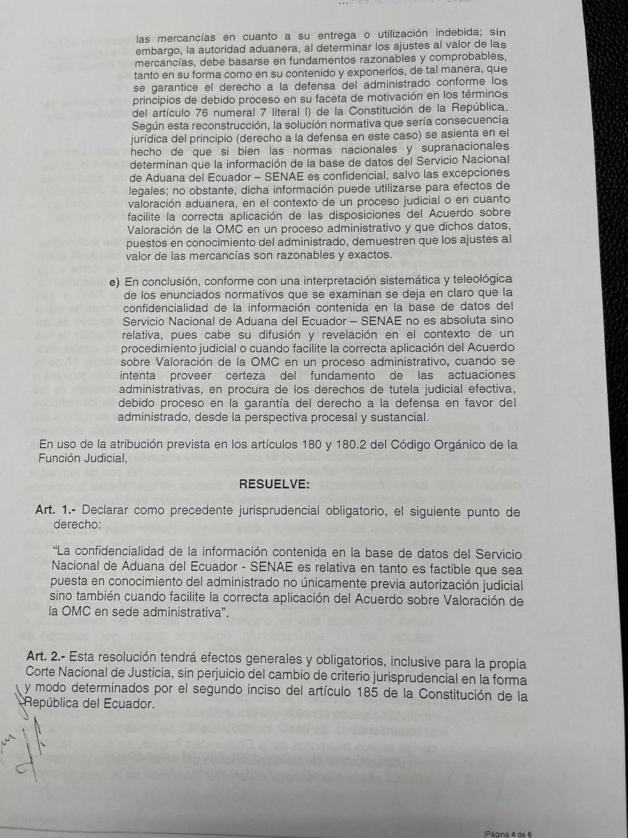 Ppsuing's tweet photo. La parte resolutiva del precedente jurisprudencial obligatorio en materia aduanera, ya suscrito. El texto íntegro en la página oficial de la Corte https://t.co/CJC2pL7yYo