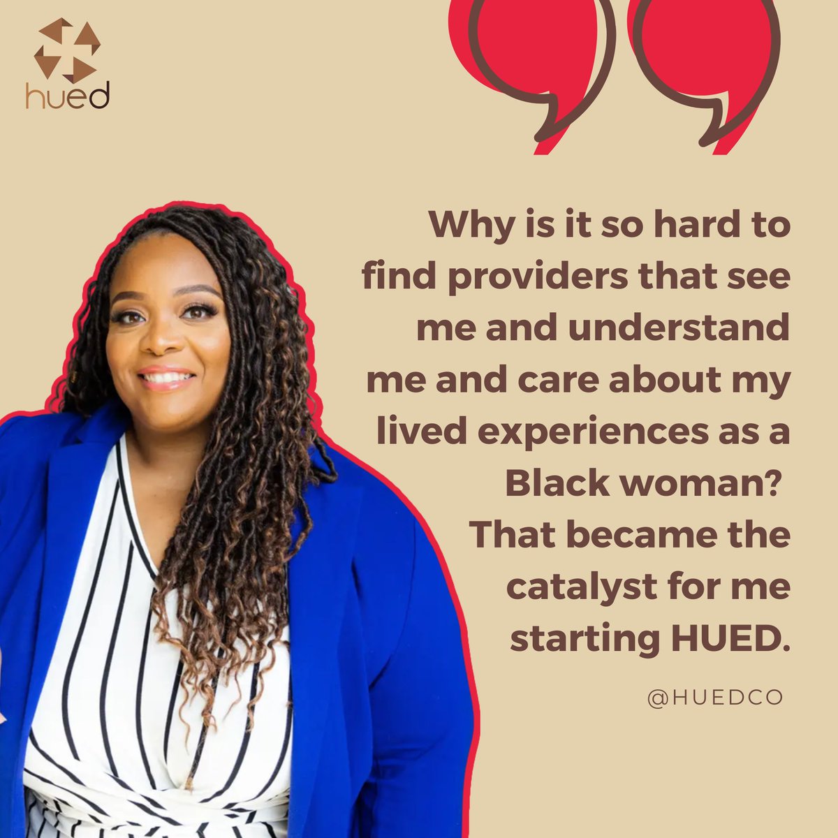 "It's very problematic to tell a Black patient that the only way to find great care in this country is to find a Black doctor," says our Founder and CEO, Kimberly Wilson. The reality is, only 6% of healthcare providers in the US identifying as Black.