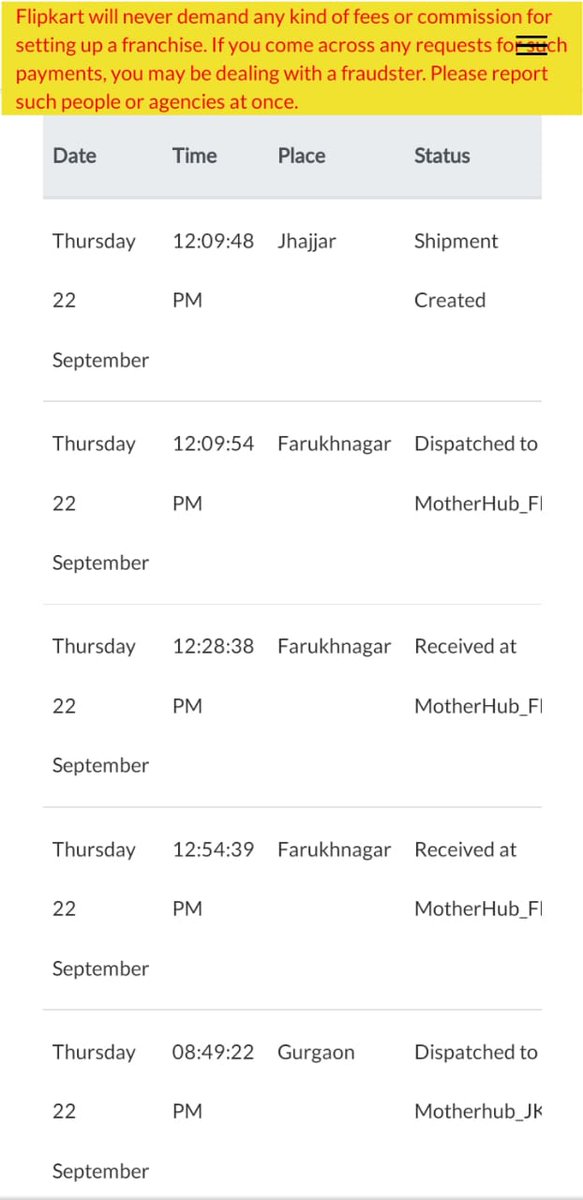 khushagarwall's tweet photo. HELLO @Flipkart 
I TWEET YESTERDAY ABOUT MY PROBLEM OF LATE DELIVERY &amp; YOUR SPECIALIST SAID THEY ARE DOING WORK ON IT BUT SEE FROM 22/09/22.THERE IS NOT EVEN A SINGLE MOVEMENT.
EVEN AFTER I COMPLAINED.
WILL YOUR @flipkartsupport TEAM GOING TO DO ANYTHING OR THEY ARE JUST FOOLING! https://t.co/758nkBZpJP