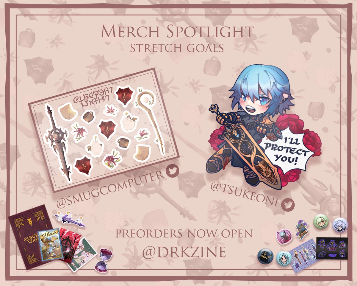 ✨PREORDERS OPEN UNTIL 9/30!✨
Our second stretch goal has been hit! Now, along with the sticker sheet by <a href="/smugcomputer/">💿 smugcomputer 💿</a>, all physical orders will receive a DRK Haurchefant sticker by <a href="/Tsukeoni/">Emmett</a>! 
Order today to receive both of these!
#ffxiv #ffxivart
✨blackestnight.bigcartel.com✨