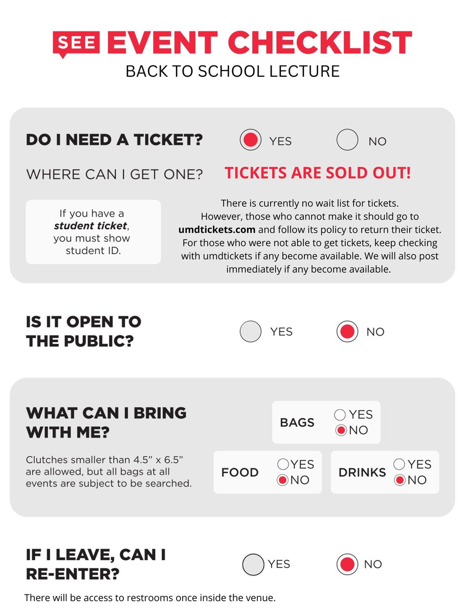 SEE_UMD's tweet photo. BTS Lecture ft. Jennette McCurdy is less than a week away! Please be aware of the policies we have in place for the event. If you have a question about your ticket, please contact umdtickets at stamp365guest@umd.edu or 301-314-3375. #UniversityOfMaryland #ThisIsSEE #SEEUMD https://t.co/ZQyc1wbc17