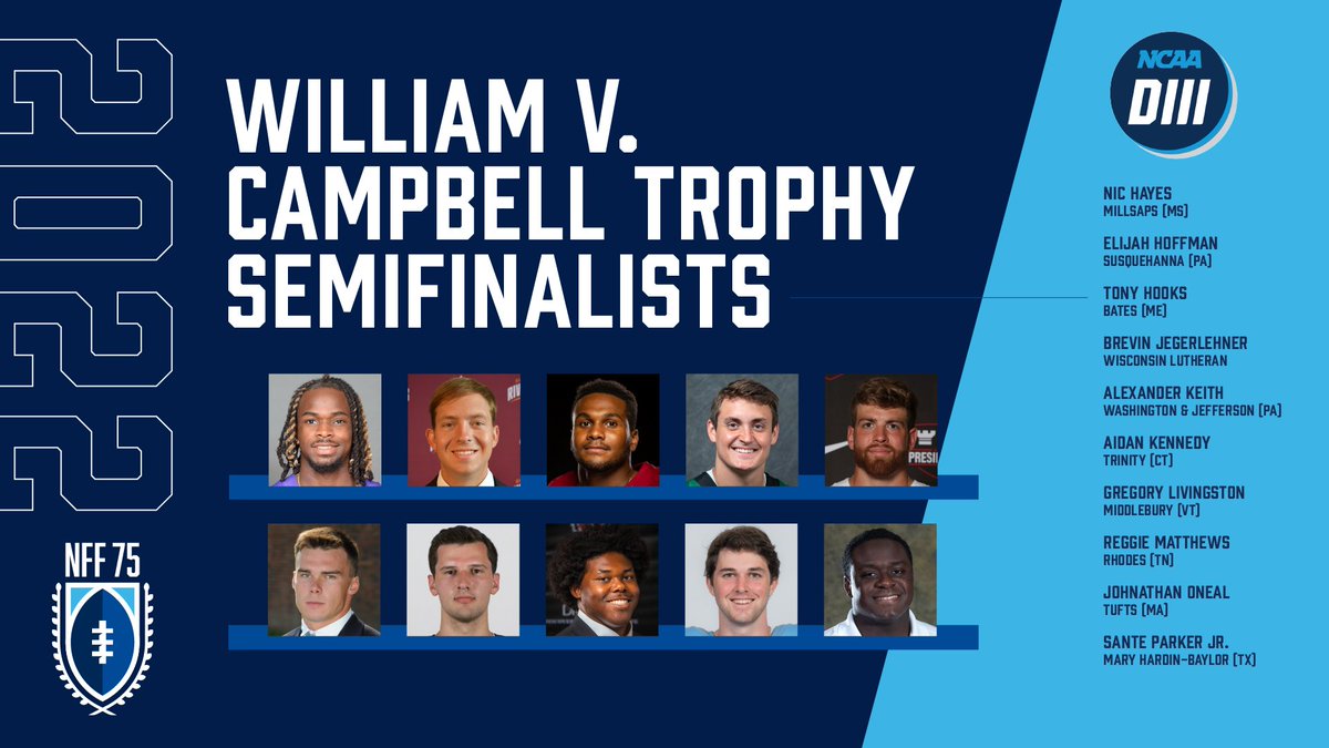Congrats to the 2022 #CampbellTrophy Semifinalists from <a href="/NCAADIII/">NCAA Division III</a>! #whyd3

These 29 outstanding men are among 156 semifinalists for college football’s premier scholar-athlete award

(2/3)

🔗See the full list: footballfoundation.org/news/2022/9/28…
