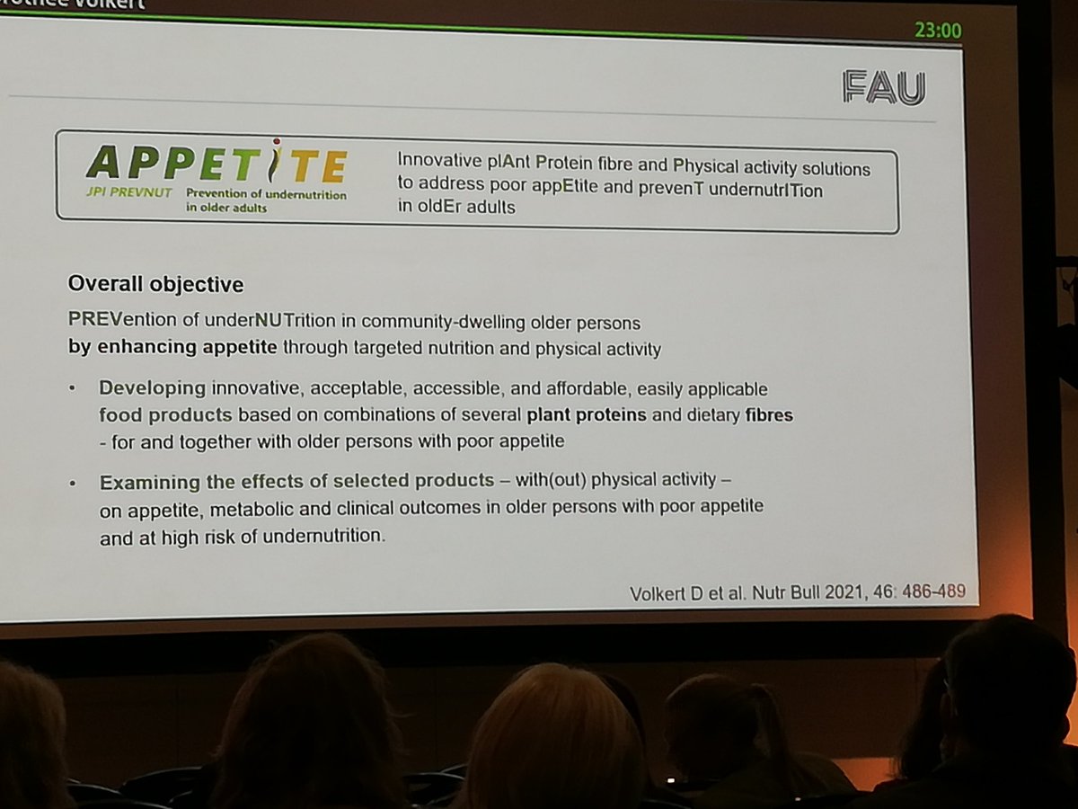 Prof Volkert introduces the <a href="/APPETITE_JPI/">JPI APPETITE</a> study - using plant protein and dietary fibre products to support older adults with poor appetite #eugmscongresslondon2022