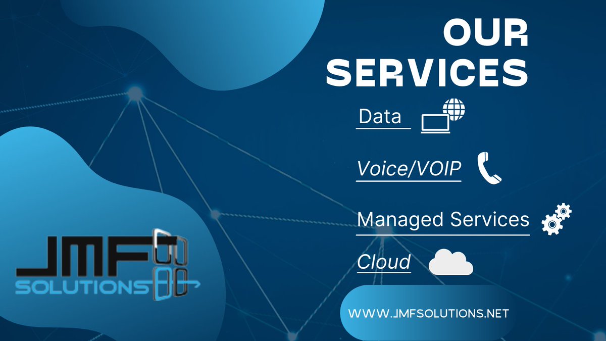 jmf_solutions's tweet image. JMF offers high quality Data, Voice/VOIP, Managed Services, and Cloud across the Southeastern United States.

Learn more at jmfsolutions.net 

#JMFSolutions #JMF #Data #Voice #VOIP #ManagedServices #Cloud #IT #SouthEast #USA