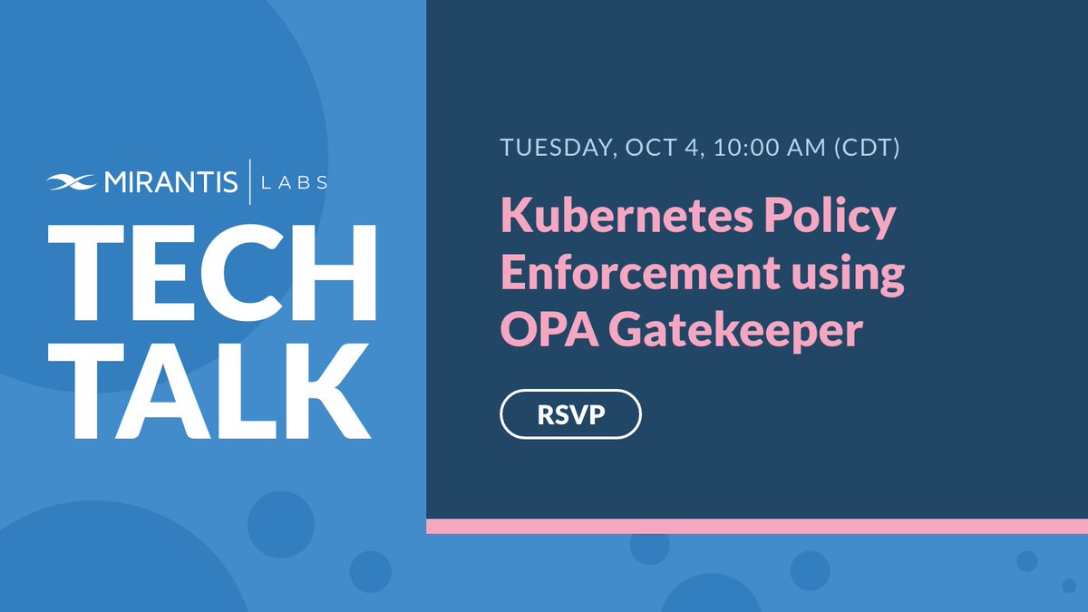 In this Tech-Talk, we will cover:

• What is an Open Policy Agent (OPA)
• OPA implementation in Kubernetes
• Walk-through most common policies
• Writing a custom policy
• Additional use-cases

Register: okt.to/b4Q3WI