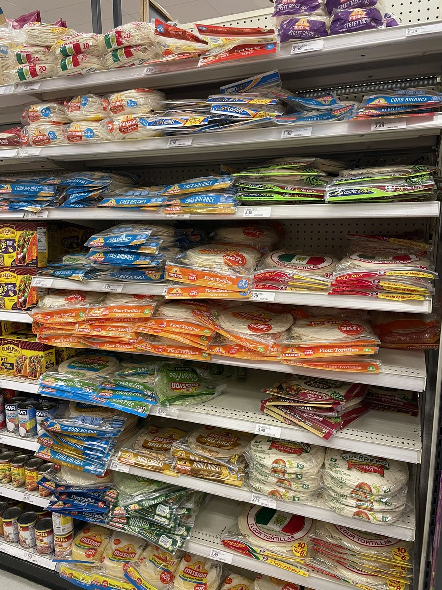 serrasowers's tweet photo. #Target on Archer Road is out of water, paper products and sliced bread, but they have tortillas. https://t.co/u3uN7x4iNv