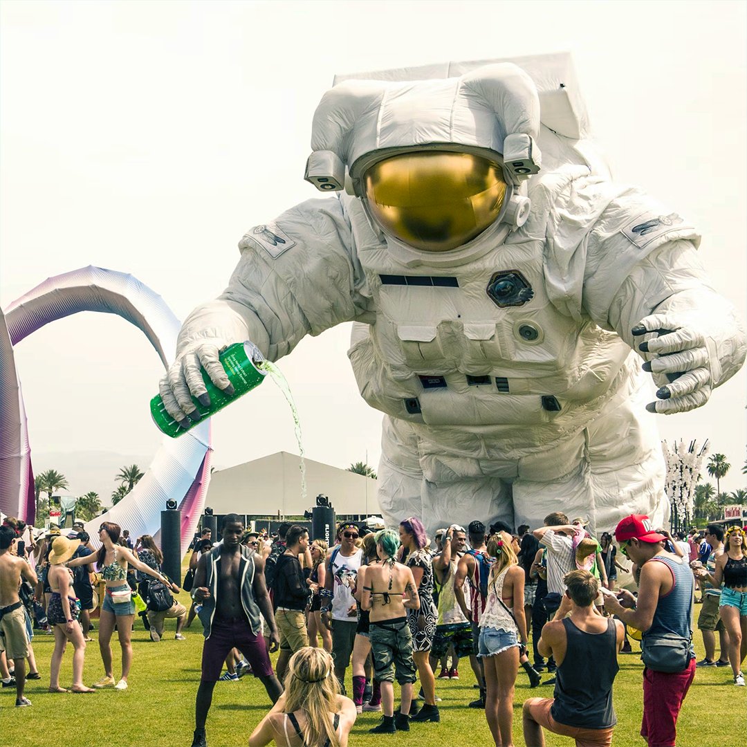 If you're out chilling today, look out for the giant astronaut pouring Green Monké all over the place... you might want to grab yourself a bucket!