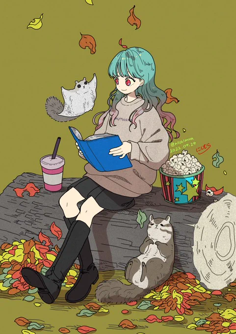 たまには外で読書も気持ちいいね  #創作イラスト #オリジナルイラスト #Illustration