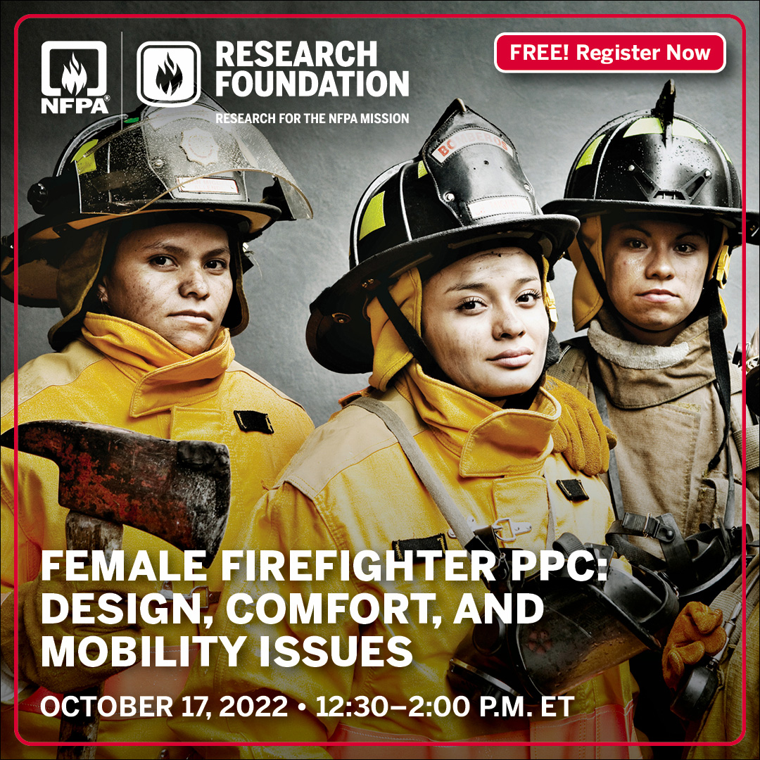 Female firefighters wear the same turnout suits as their male counterparts but are at a higher risk of injury and death due to ill-fitting clothing. Join our webinar on 10/17 to learn about the latest research study: nfpa.social/Not250KVUKY #firstresponders #femalefirefighters