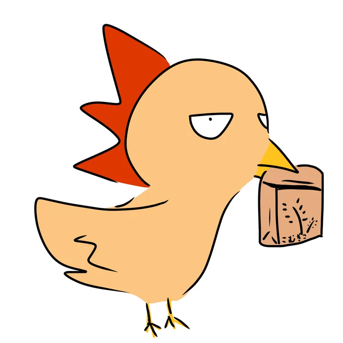 材料を加えてくる鳥 