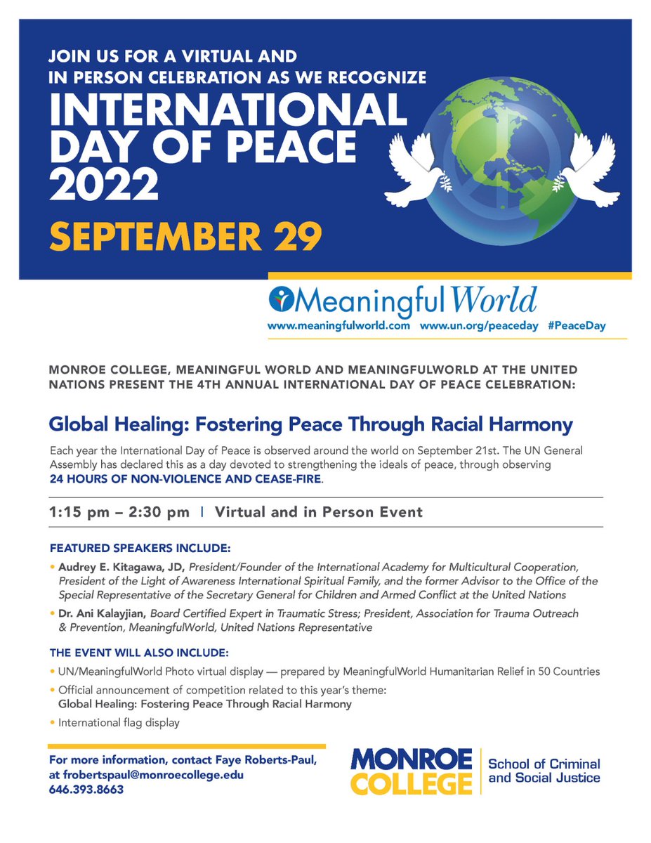 ATOP_Meaningful's tweet photo. Join us tomorrow, in person or virtually, for our #internationaldayofpeace event! https://t.co/7X3GVcdCEH