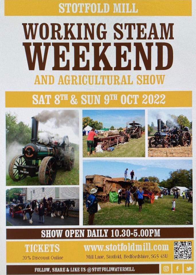 Just one week left to buy your discounted tickets for what is promising to be an amazing Working Steam Weekend 2022!  And (*at the moment*) Stotfold's long-range weather forecast is predicting a lovely weekend of sunny intervals.  Get your tickets now: ti.to/stotfold-mill/…