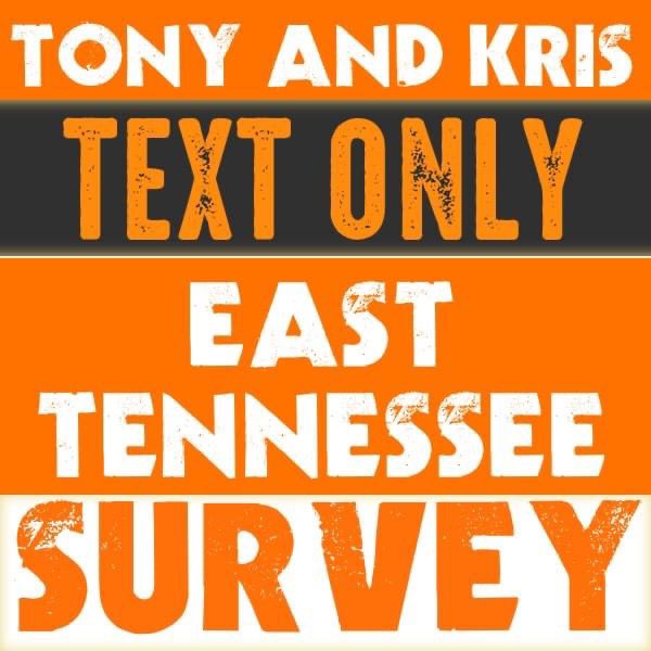 TonyandKris's tweet image. We need your response!  Please text your answers to the TK1 Text Line 865-896-9363
&quot;What are the top three radio stations you listen to in East Tennessee?&quot;   We will publish the results tomorrow.   Once again, the number is 865-896-9363  #tonyandkris #textline
