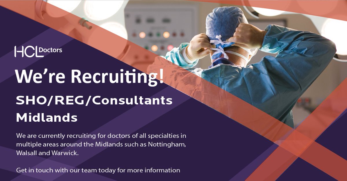 HCLDoctors's tweet image. We're working with NHS hospitals across the Midlands looking for locums of all grades and specialities. Interested in locum work? Submit your details to us today - give us a call on 01756 709091 or submit your details via our Quick CV Drop bit.ly/3mW9Y4z