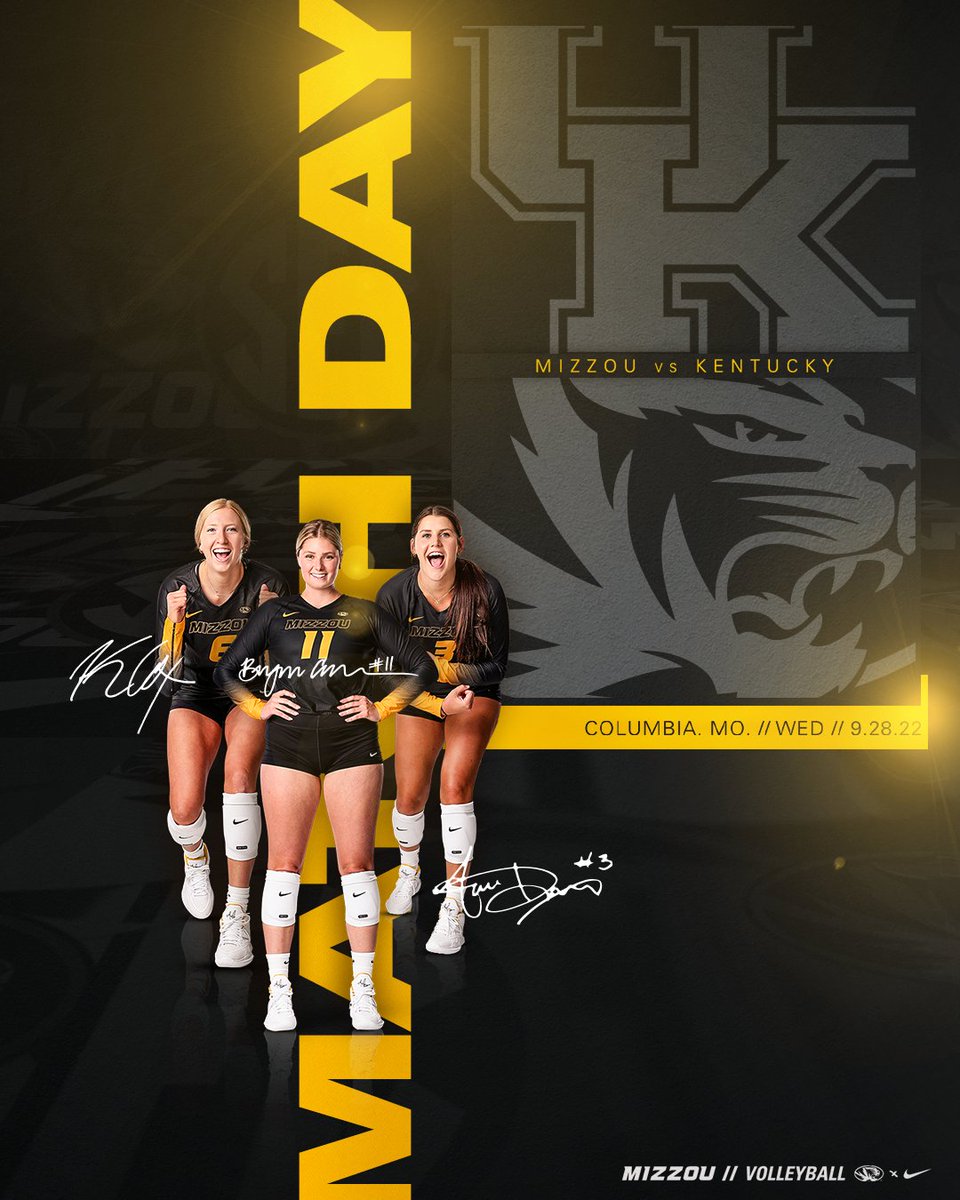 Who is ready for a 🟡 rush tonight?!?!

🆚 No. 18 Kentucky
⏰ 6 PM
🏟 Hearnes Center
📊bit.ly/3yn2TlJ
📺es.pn/3UEBS6y

#MIZ🐯🏐