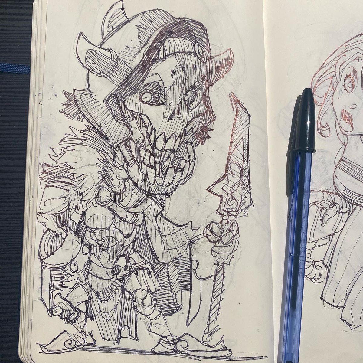 ludolullabi's tweet photo. 1/3 sketchbook tour, new and old stuff #sketch #skerchbook #rough #roughsketch #ballpointpen #doodle #doodleart https://t.co/GiWzMRSEAR